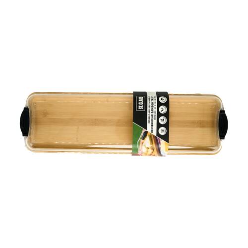 St Clare Rectangular Bamboo Tray With PS Lid Serveware 57x19x8cm