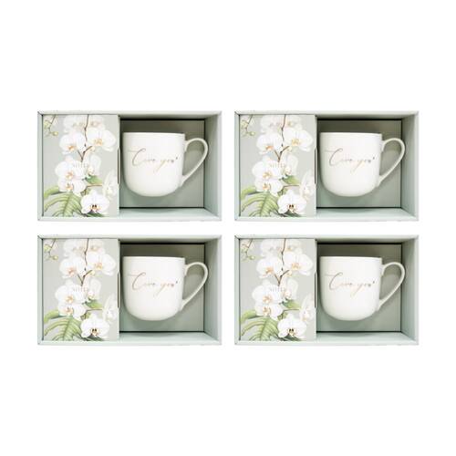 4x 2pc LVD Love You Gift Matching Ceramic Mug & Notebook Set Green/White