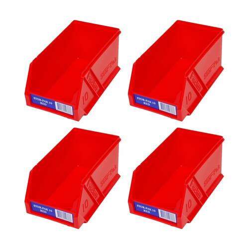 4PK Fischer Plastic Small Storage Drawer Red Stor-Pak Containers Container