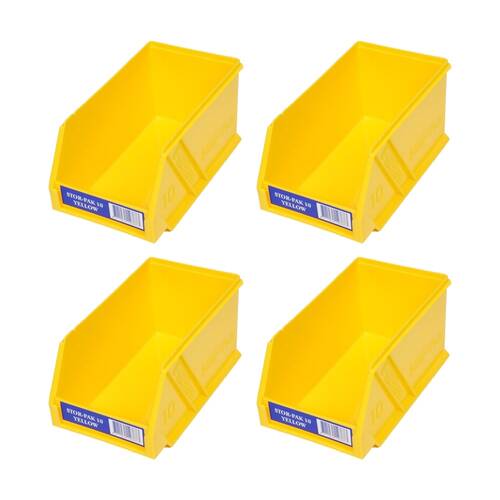 4PK Fischer Plastic Small Storage Drawer Yellow Stor-Pak Container 100mm