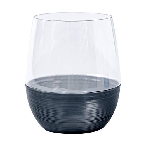 48x Partyware Stemless Wine Glass Tableware 350ml Clear Assorted