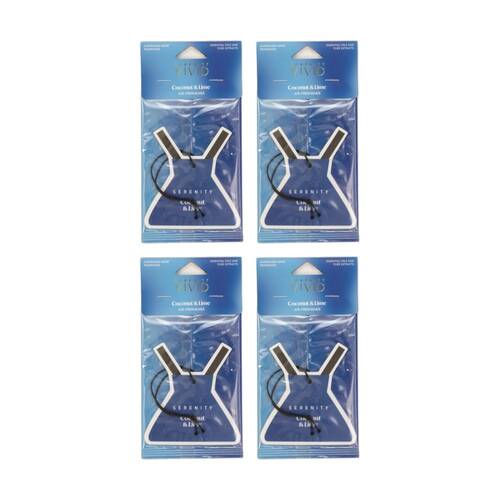4PK Serenity Coconut Lime Scented Car Air Freshener Tropical Fragrance