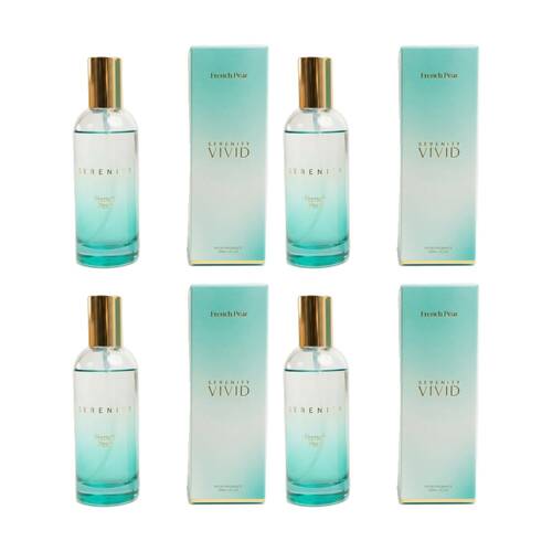 4PK Serenity French Pear 100ml Room Spray Crisp Floral Musk Scent