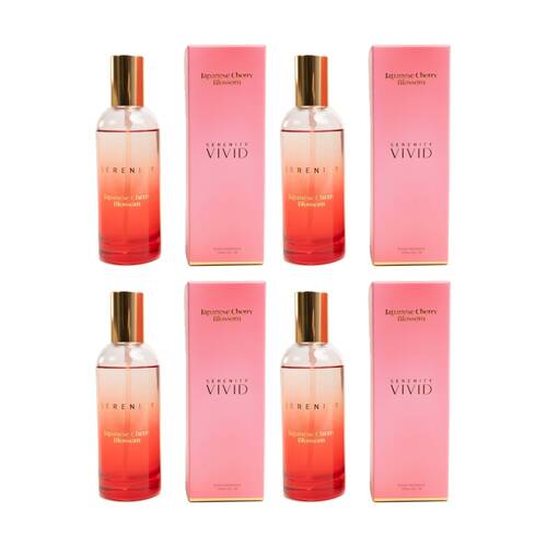 4PK Serenity Japanese Cherry Blossom 100ml Room Spray Floral Aroma