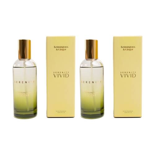 2PK Serenity Lemongrass Ginger 100ml Room Spray Invigorating Scent