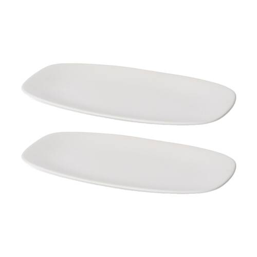 2PK E Style Nakano Tray Ceramic Elegant Table Serveware White 42x24x2cm