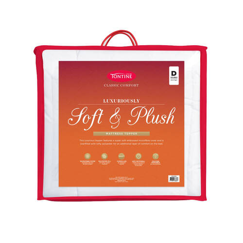 Tontine Classic Comfort Soft Plush Mattress Topper Double 1000gsm Microfibre