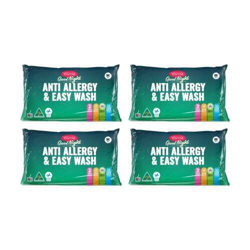 4x 2pc Tontine Good Night Anti Allergy & Easy Wash Pillows Medium Profile