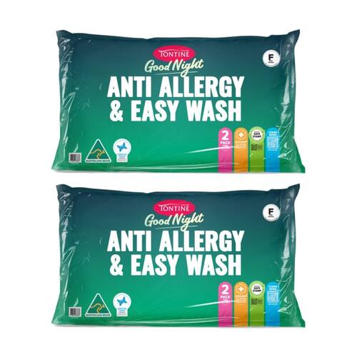 2x 2pc Tontine Good Night Anti Allergy & Easy Wash Pillows Firm Profile