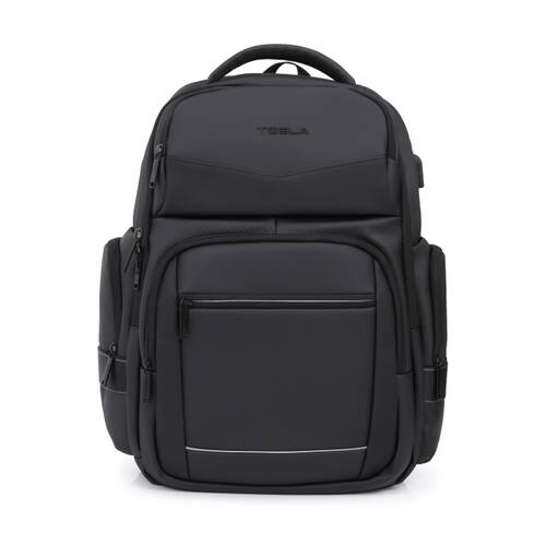 Tesla Aries Backpack W/ USB Charging Port Laptop Compartment Black 46x33x19cm