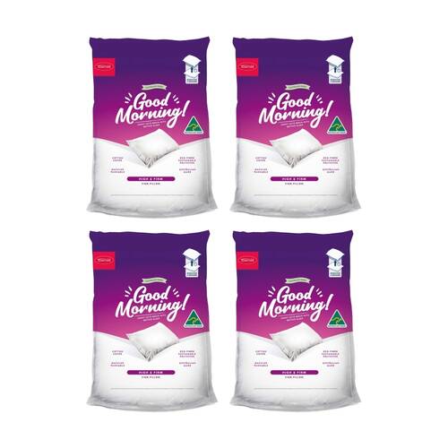 4PK Tontine Good Morning Pillow Cotton Machine Washable High & Firm