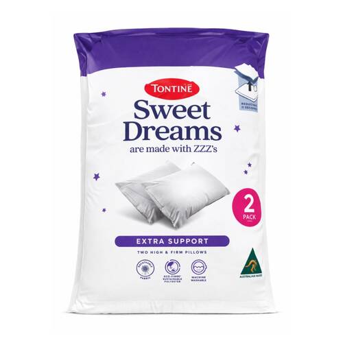 2pc Tontine Sweet Dreams Extra Support Bedding Pillows Set High & Firm