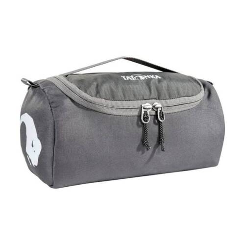Tatonka Care Barrel Zip Wash Bag Titan Grey W/ Rotating Hanging Hook & Mirror
