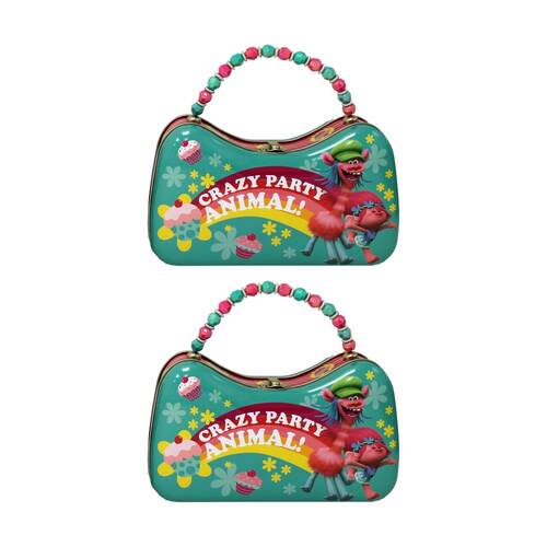 2x Aquarius Trolls Movie Crazy Party Animal Tin Scoop Purse Multicolour
