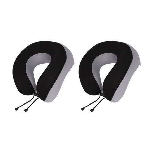 2PK Tosca Memory Foam Neck Cush Travel Support Pillow Black/Grey