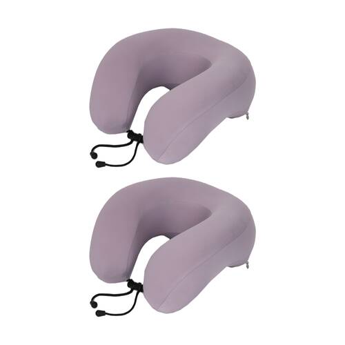 2PK Tosca Memory Foam Neck Cush Travel Support Pillow Lavender