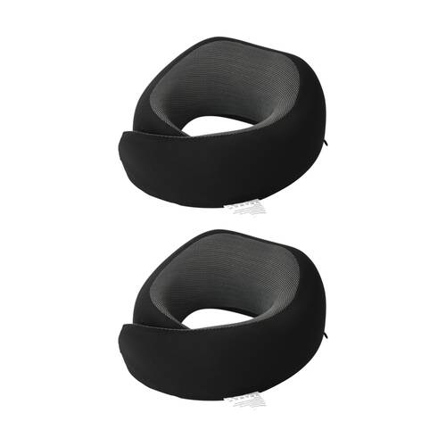 2PK Tosca Wrap Around Neck Pillow Ergonomic Travel Support Cushion Black