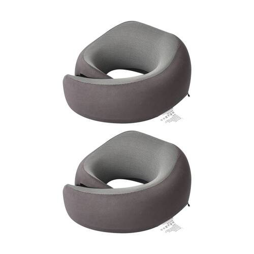 2PK Tosca Wrap Around Neck Pillow Ergonomic Travel Support Cushion Grey