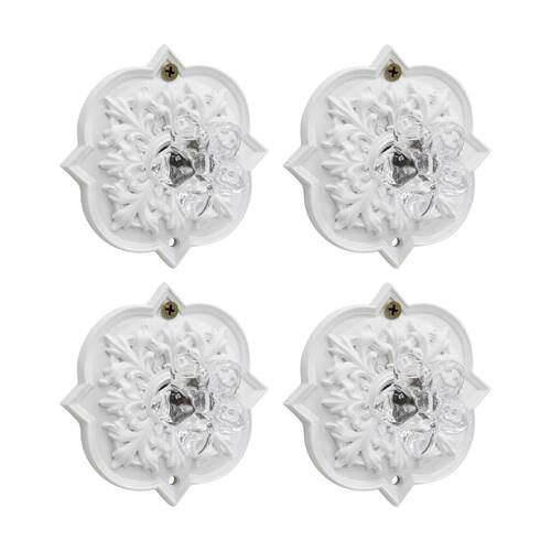4PK LVD Hermosa Round White Resin Hook Home Wall Decoration 9.3x4x9.3cm