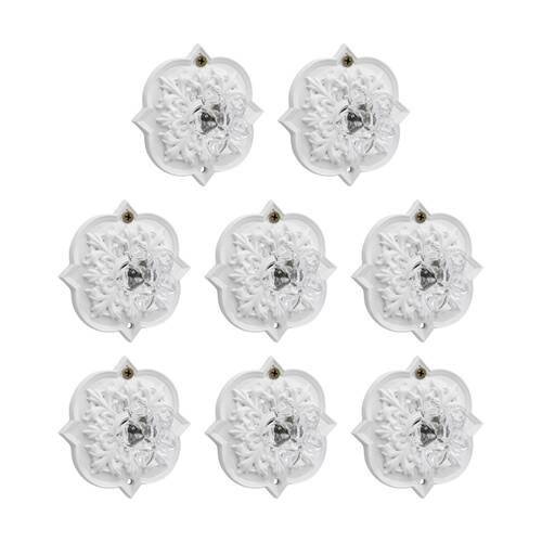 8PK LVD Hermosa Round White Resin Hook Home Wall Decoration 9.3x4x9.3cm