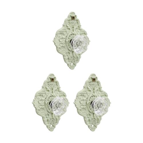 3PK LVD Hermosa Diamond Sage Green Resin Hook Home Wall Decoration 9.5x5x14cm