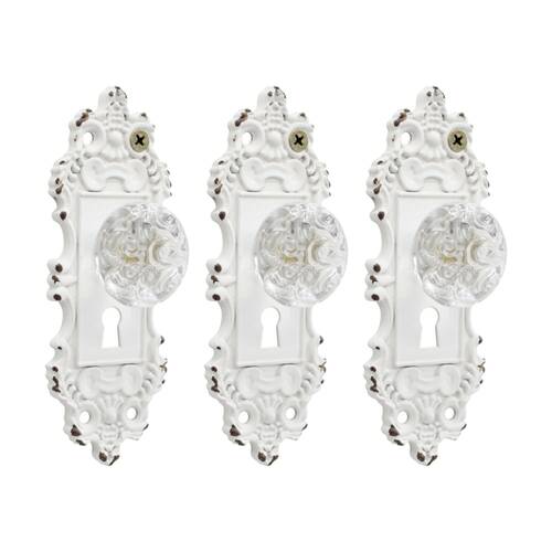 3PK LVD Clara White Vintage Hook Home Wall Decoration 5x3.5x14.5