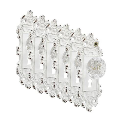 6PK LVD Clara White Vintage Hook Home Wall Decoration 5x3.5x14.5