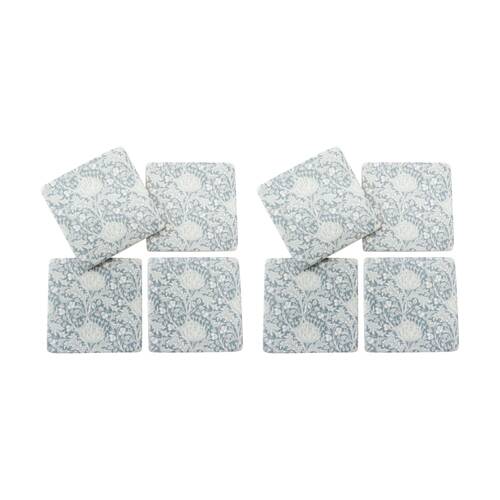 2x 4pc LVD Decorative William Morris Artichoke Resin Square Coasters 10x10x0.5cm