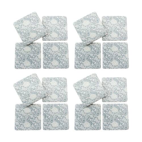 4x 4pc LVD Decorative William Morris Artichoke Resin Square Coasters 10x10x0.5cm