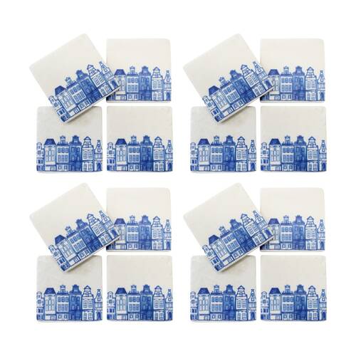 4x 4pc LVD Decorative Village Resin Square Drink Coasters Home Decor 10x10x0.5cm