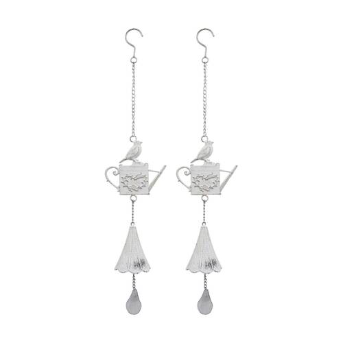 2PK LVD Rustic Decorative Iron Chime Home/Garden Decor White 64.50x14x8.50cm