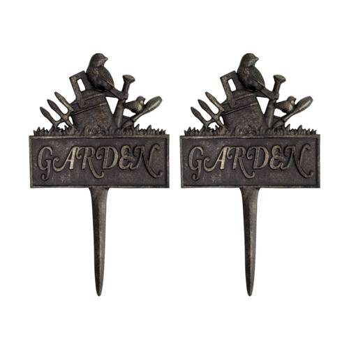 2PK LVD Outdoor Garden/Plant Pot Iron Bird Sign Stake Decor Ornament 35x19.5x2cm