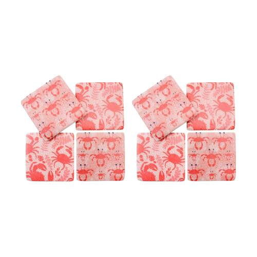 2x 4pc LVD Decorative Red Crab Resin Square Drink Coasters Decor 10x10x0.5cm