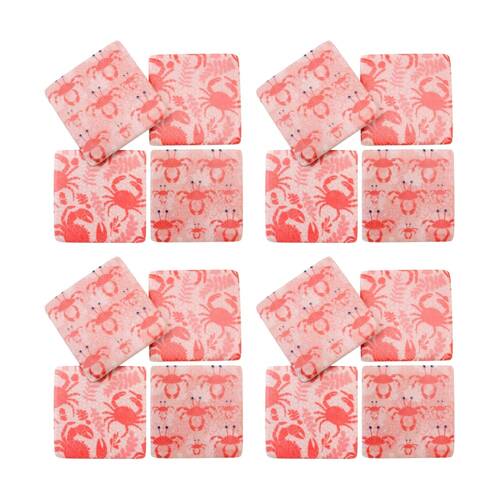 4x 4pc LVD Decorative Red Crab Resin Square Drink Coasters Decor 10x10x0.5cm