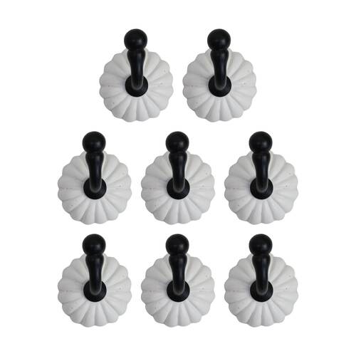 8PK LVD Chloe Aged White Resin Flower Hook Home Wall Decoration 5x5.2x6cm