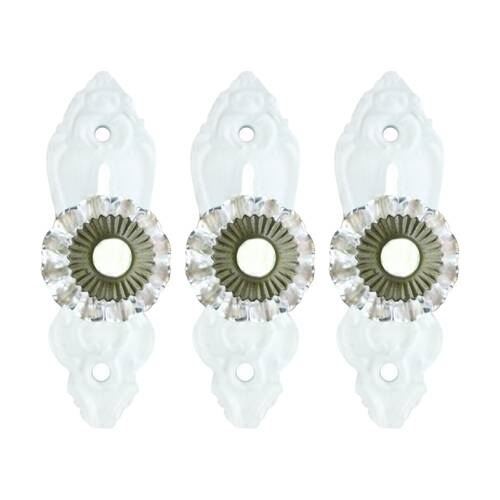 3PK LVD LaPorte White Hook Vintage Home Wall Decoration 9.5x3x3.3cm