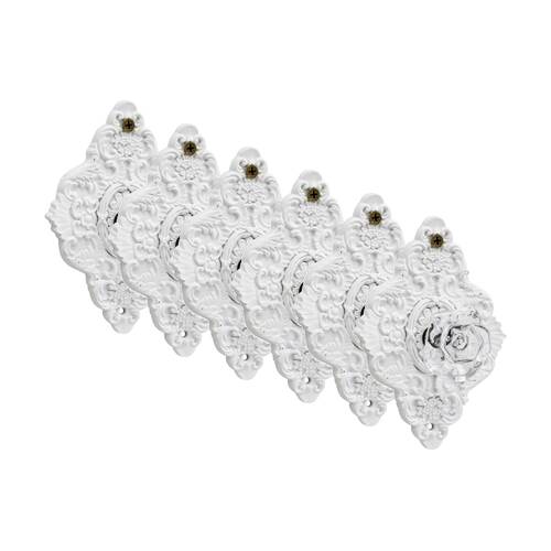 6PK LVD Hermosa Diamond White Resin Hook Home Wall Decoration 9.5x5x14cm