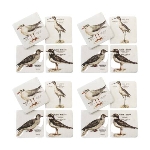 4x 4pc LVD Decorative Seabirds Resin Square Drink Coasters Home 10x10x0.5cm