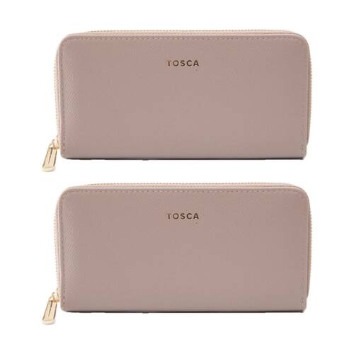2PK Tosca PU Wallet Textured Zip Around Stylish Everyday/Travel Purse Adobe Rose
