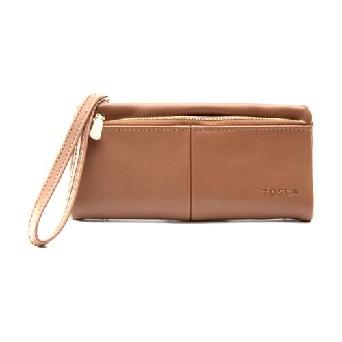 Tosca PU Wallet Gold Zipper Everyday Wristlet Clutch?Purse Pumpkin