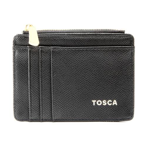 Tosca PU Wallet Textured Leather Cardholder Zip Around Slim Design Black