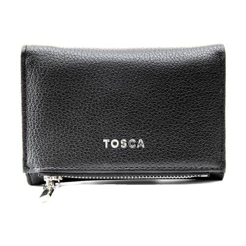 Tosca PU Wallet Textured Silver Zipper Everyday Foldable Purse Black