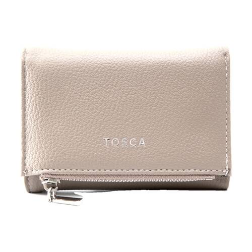 Tosca PU Wallet Textured Silver Zipper Everyday Foldable Purse Warm Taupe Beige