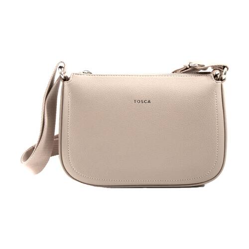 Tosca Crossbody Bag Textured Adjustable Strap Everyday Handbag Taupe Beige