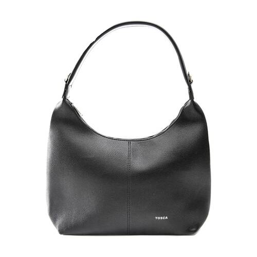 Tosca Handbag Textured Crescent Single Handle Zip Closure Bag Black