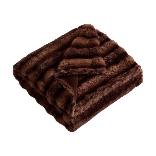 Ardor Loch Faux Rabbit Fur Throw Soft Cosy Blanket Rust Copper 130x170cm