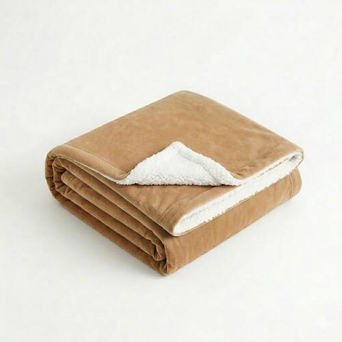 Ardor Hide Sherpa Throw Warm Plush Cosy Blanket Tan 130x170cm