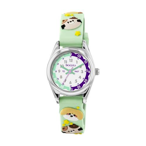 Tikkers 3D Animal Silicone Strap Time Teacher Dial Kids Watch Aqua