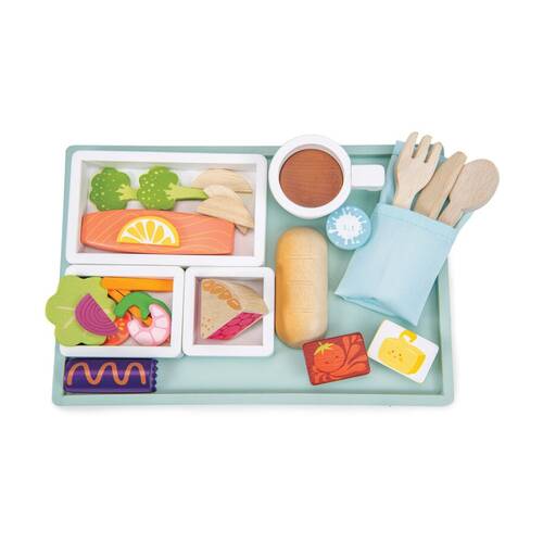 Tender Leaf Toys Airline Meal Tray Pretend Play Set With Food Accessories 3y+