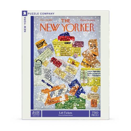 750pc New York Puzzle Company Lift Tickets Vintage New-Yorker Cover Jigsaw